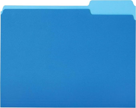 Amazon Basics File Folders for Organization,Letter Size,1/3 Cut Tab,Sturdy with Tabs for Organizing and Filing,Blue,(Pack of 360)