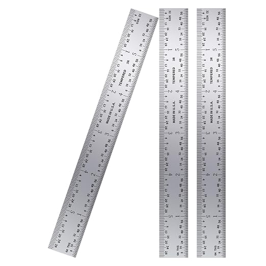 PEC Tools Made in USA Machinist Rule, 6" Rigid Steel Rule (3 Pack), Satin Chrome Finish, Markings 1/32", 1/64", 1/10", 1/50" for Professionals