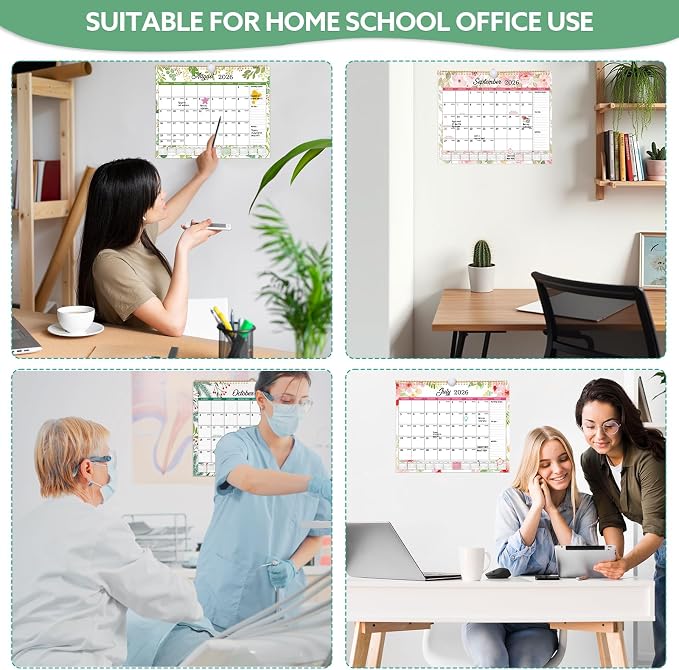 2026-2027 Wall Calendar, 14.5" x 11.8" 18 Month Green Leaves | July 2026-December 2027 120Gsm FSC-Certified Paper Monthly Calendar, Twin-Wire Binding, Ruled Blocks, Holiday Reference