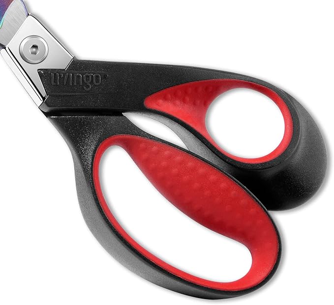 LIVINGO 9" Heavy Duty Titanium Coated Stainless Steel Industrial Multipurpose Scissors Sharp Forged Professional Shears for Sewing, Carpet, Craft, Home Office & Outdoor Use