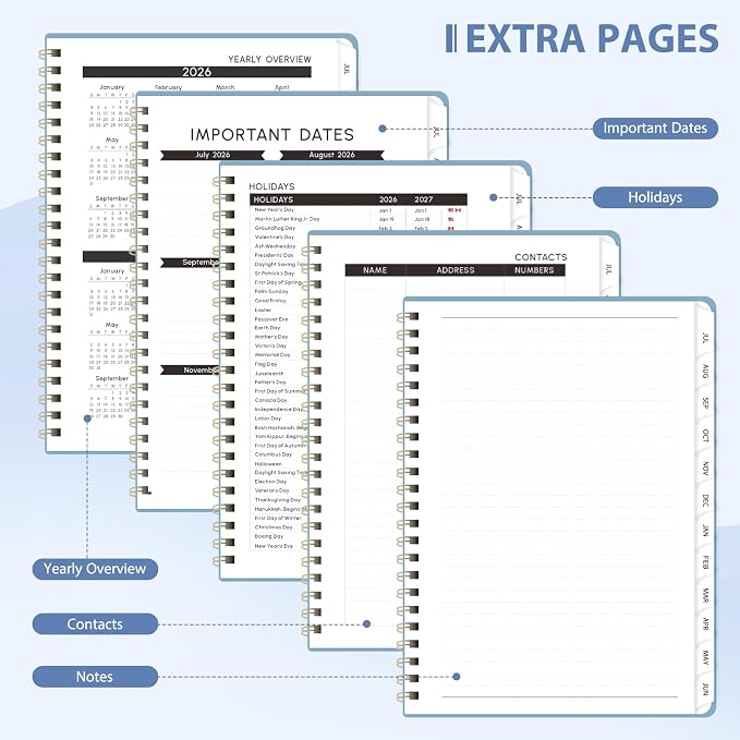 Planner 2026-2027, Weekly and Monthly Academic Planner, July 2026 - June 2027, Hardcover Calendar Agenda Book for School Year Planning, School Supplies for Teacher and Student, Letter Size(8.5'' x 11'')
