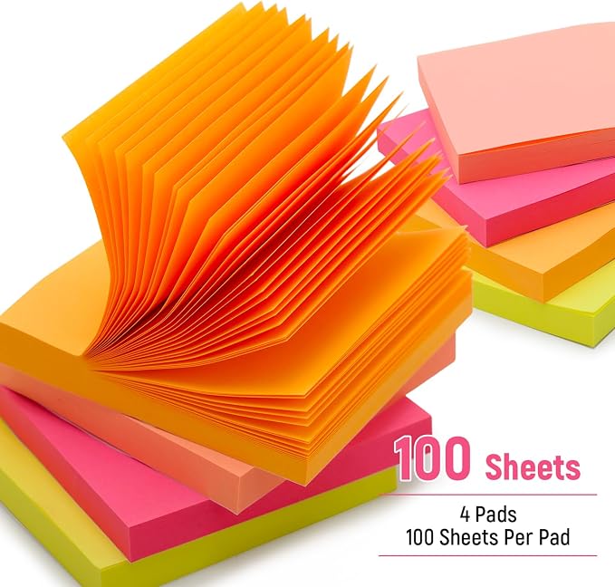 3x3 Sticky Notes, 4 Pads Clear Sticky Notes + 4 Pads Colorful Sticky Pads | Office Todo List & Brainstorming;Perfect for Textbook Annotation & Reminders;Great for Classroom Organization & Board Work
