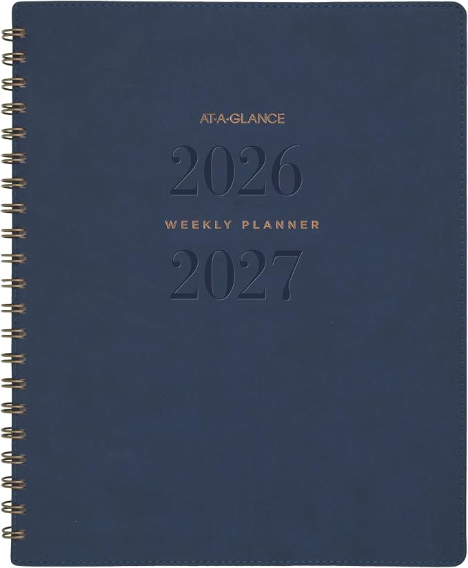 AT-A-GLANCE Planner 2026-2027 Weekly & Monthly Academic 13-Month July-July, 8-1/2" x 11", Signature, Navy (YP905A20)