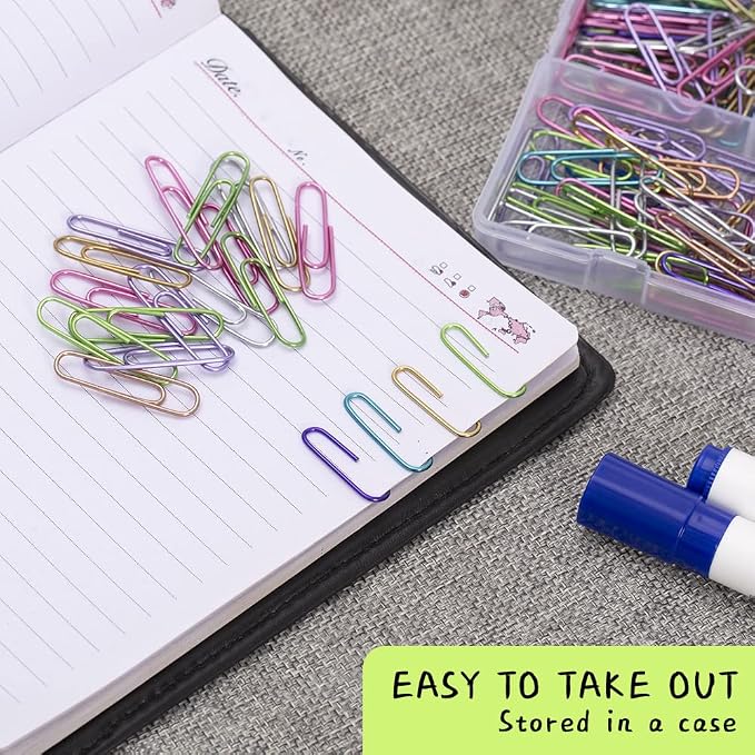 Paper Clips, 240pcs Medium Size Colored, PaperClips Assorted Colors, Paper Clips for Paperwork Office School and Personal Use