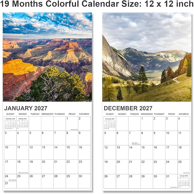 2026-2027 Calendar for Wall, Calendar 2026-2027 from July 2026 - December 2027, 12" x 24" Opened 19 Months Calendar, Full Page Months Thick & Sturdy Paper