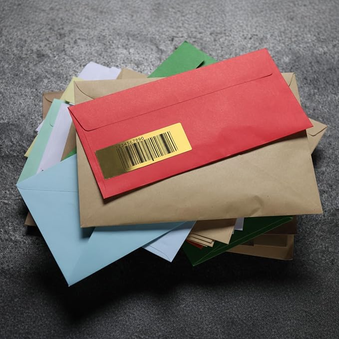 600 Pcs Printable Return Address Labels 0.75 x 2.25 Inch Gold Foil Blank Mailing Labels Personalized Gold Stickers for Envelopes, Mailing, Shipping, and More