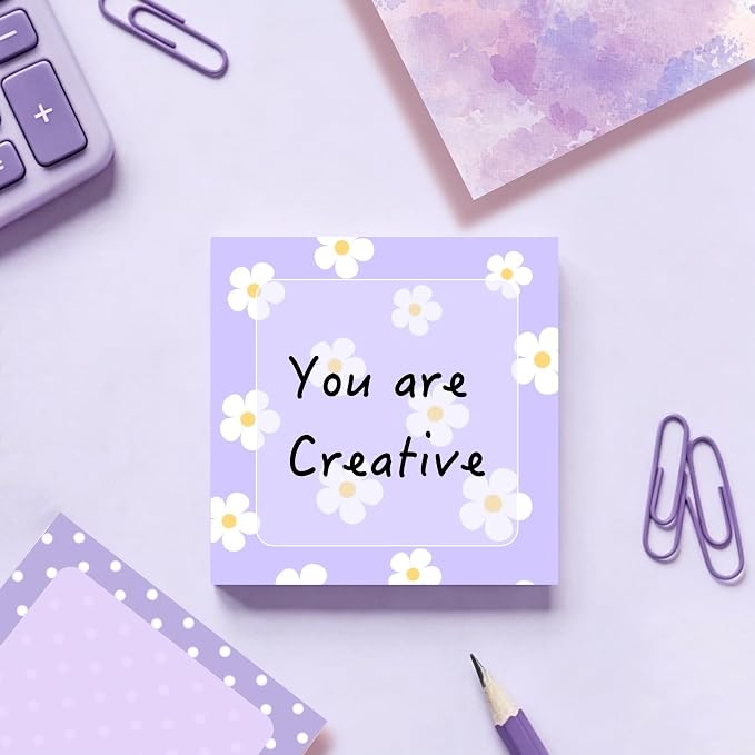 9 Pads Purple Sticky Notes Set, Cute Self-Stick Notepads, Super Adhesive Memo Pads Note Card, Office Decor Gifts, Desk Accessories for Students, School Supplies for Girls, 3x3in