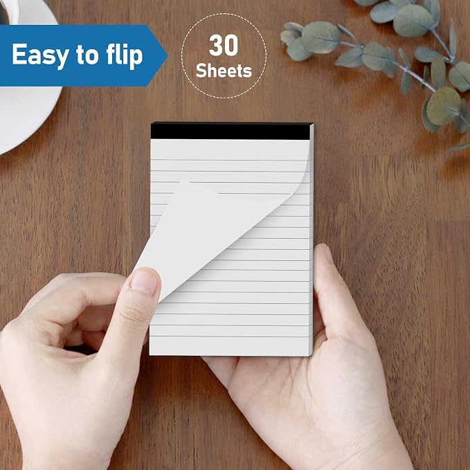 20 Pcs Perforated Note Pads College Ruled - 4" x 6" Inch Writing Notepad for Daily Planning - Perforated Small Notepads with 30 Sheets per Pad - Ruled Papers