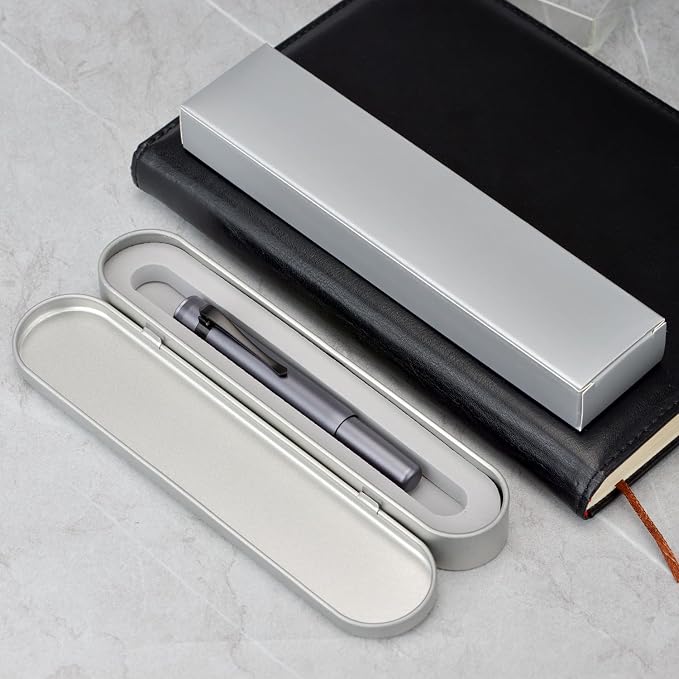 HONG DIAN M2 Black Forest Mini Fountain Pen, Long Blade Nib & Sleek Shape Aluminium Short Pocket Travel Pen (Space Gray)