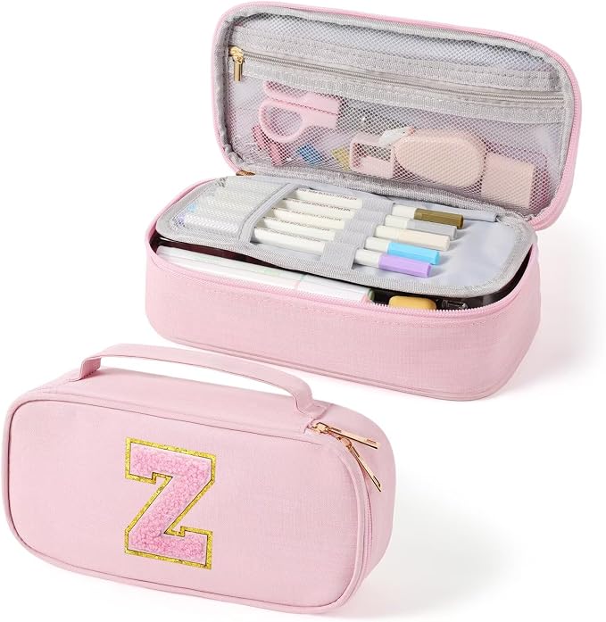YOOLIFE Pencil Case for Girls, Pink Pencil Pouch Pen Case, Small Aesthetic School Supplies for Teen Girls, Z (Pink)