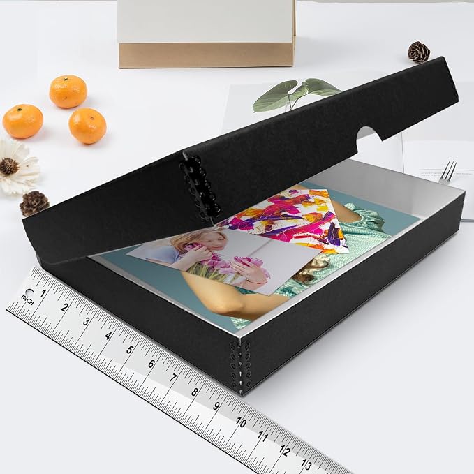 Lineco Archival Folio Storage Box. Metal Edge Archival Boxboard, Clamshell Lid. 9.5 x 12.5 x 1.75 inches. | Acid-Free with Metal Edge Boxboard, Organize and Store Photos Documents Cards Negatives Magazine Prints Family Records DIY