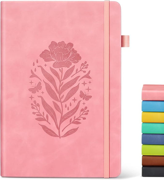 Lined Journal Notebook for Women, A5 Pink Hardcover Leather Journals for Writing, 200 Pages Thick Travel Daily Journal, College Ruled Notebook for Work School, Note Taking, Business 5.75'' X 8.38''