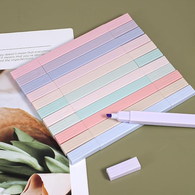 144PCS Aesthetic Highlighters Bulk, Assorted Color No Bleed Dual Tip Bible Pens, Fine Tip & Chisel Tip Marker Pens, Glitter Book Highlighters for Journal Planner Notes Classroom Office Supplies
