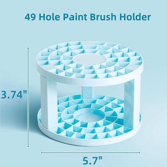 Feadily 3 PCS 49 Hole Paint Brush Holder for Artist, Desk Organizer for Colored Pencils, Markers (Blue/Green/Yellow)