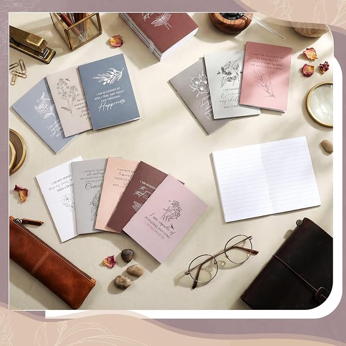 Tatuo 24 Pcs Positive Affirmation Notebooks for Women Vintage Floral Inspirational Notebook Small Motivational Encouragement Notepads Journal for Student Teacher Coworker Back to School Supplies