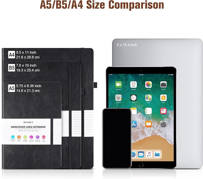 College Ruled Notebook 8.5" x 11", 312 Numbered Pages Lined Leather Journal | Extra-Thick with 2X Writing Space, 100gsm No Bleed Paper, Hardcover, Lay-Flat, for Work, School, Meeting Notes & Journaling
