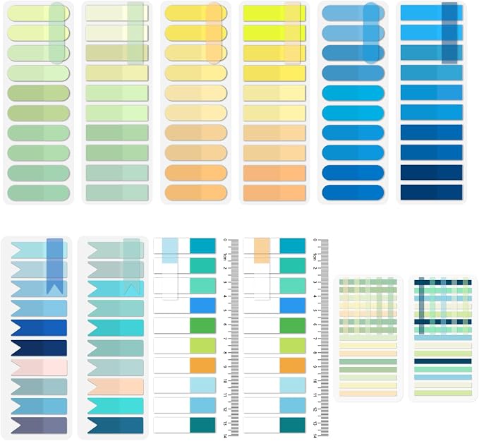 Temiary 2600Pcs Transparent Sticky Index Tabs for Annotating Bible, Stylish | Colorful Books Tabs Clear Flags Strip Notes Tabs, Translucent Writable and Repositionable Page Marker for Bible Notebooks