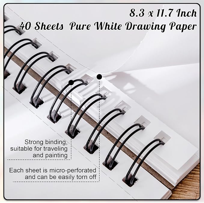 A4 Marker Paper Pad, 40 Sheets, 8.3 × 11.7 in, 120gsm, Spiral Bound | Bleed-Resistant Acid-Free Paper, Smooth for Alcohol Markers, Tear-Out Pages, Lays Flat, for Sketching And Coloring