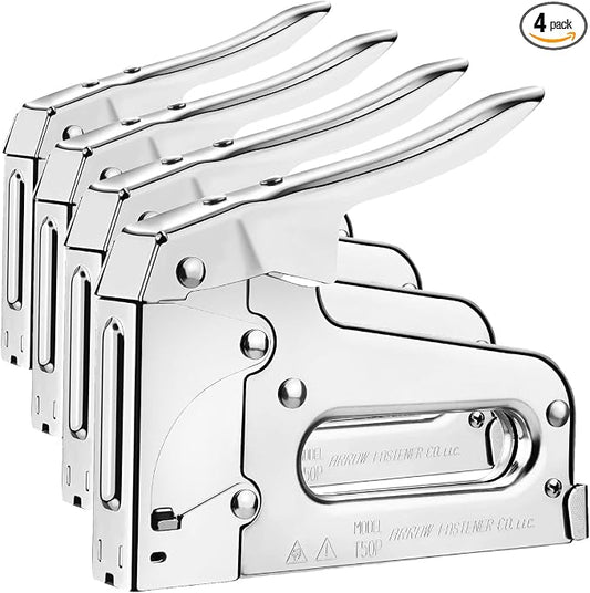 Arrow T50 Heavy Duty Staple Gun for Upholstery,Wood,Crafts,DIY and Professional Uses,Manual Stapler Uses 1/4”,5/16”,3/8",1/2",or 9/16” Staples,(Pack of 4)