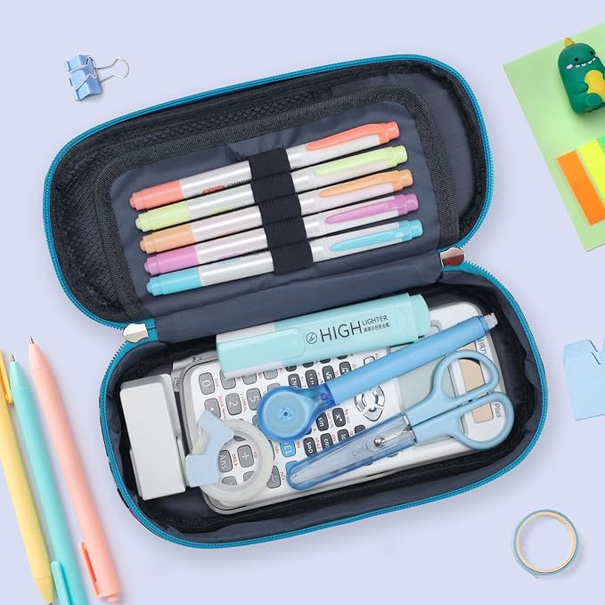 Bagseri Pencil Case for Boys - Large Kids Pencil Pouch for School | Kids Pencil Case Wide Open, Boys Pen Bag with Multi-Slot, Cute Water Resistent Organizer for Stationery, Black Dinosaur