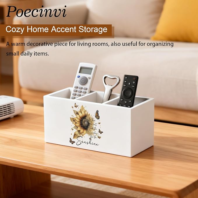 Inspirational Golden Sunflower Pen Holder for Home Office Desk, When You Can't Find the Sunshine Be the Sunshine Motivational Wooden Box Sign Pencil Holder for Desk Shelf Organizer