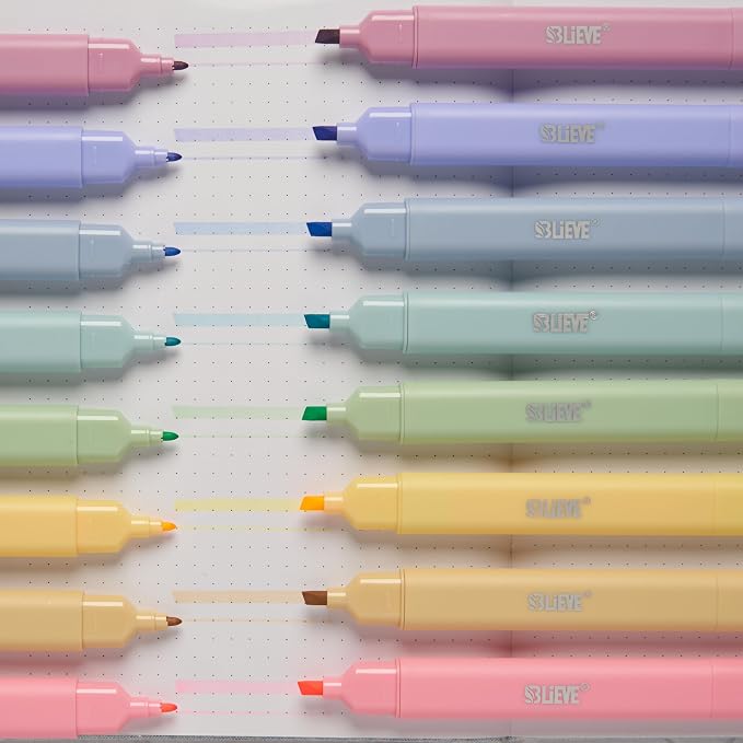BLIEVE Bible Highlighters No Bleed Through, Pastel Colors, Dual Tip, 8 Pack | Aesthetic Cute Highlighters, Chisel Tip & Fine Point For Bible & Journaling, Back To School Supplies
