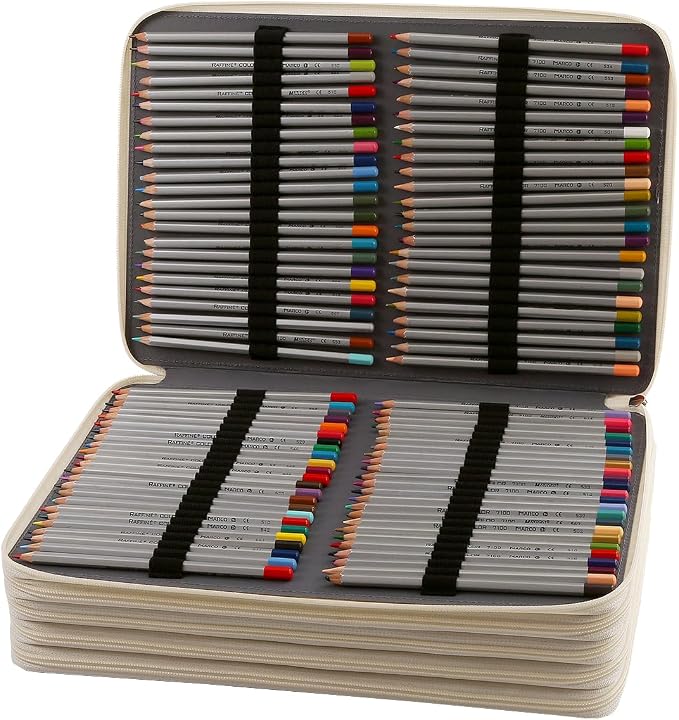 480 Slots Pencil Case, 5-Layer Organizer with Shoulder Strap | 5-layer twill oxford case with 480 elastic slots,carry handle, removable strap, and outer pocket for phone or keys.