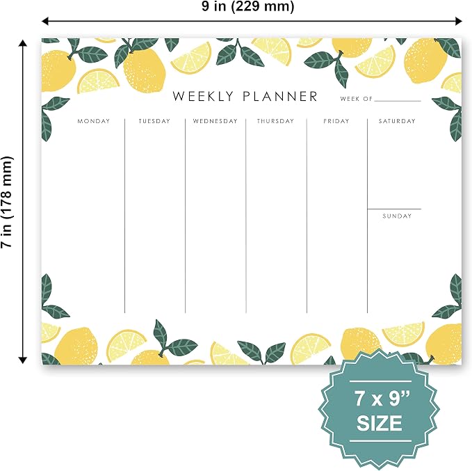 Weekly Planner 9 x 7, Productivity Planner for Goals & To-Do Lists | 52 Undated Tear-Off Sheets for To Do List, Goals, Priorities, Notes, Appointments, Planning Notebook for Work, School & Home