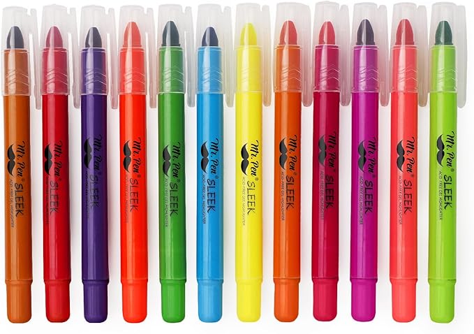 Mr. Pen- No Bleed Gel Highlighters, Fluorescent Assorted Colors, 12 Pack | Bible Highlighters and Pens No Bleed, Bible Markers for Study, Journaling, School Supplies and Accessories