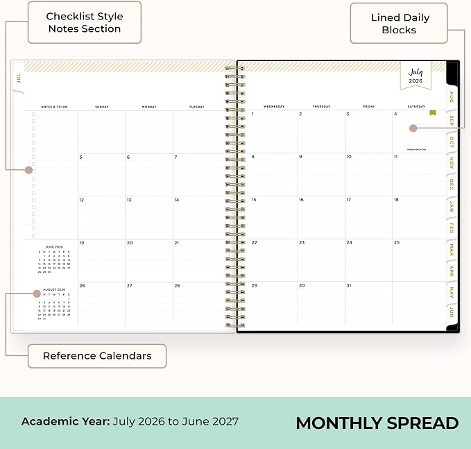 Blue Sky 2026-2027 Weekly & Monthly Academic Planner, 8.5"x11", Rose Garden | July 2026 - June 2027, Flexible Cover, Laminated Tabs, Storage Pocket, Stickers, Academic Year, Day Designer