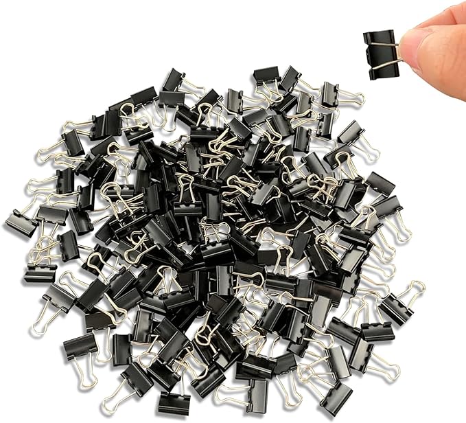 Ykimok 240Pcs Mini Binder Clips, 5/8 inch(15mm), Paper Clamps Small Size for Office Supplies, Black