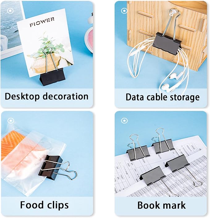 Medium Binder Clips 1.6 Inch (60 Pack), Large Binder Clips Medium Paper Clamps for Office and Home Supplies, Black | Large binder Clips medium paper clamps for Office and Home Supplies