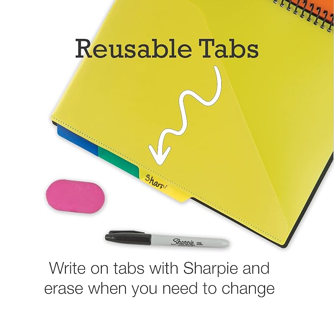 Samsill Spiral Folder Organizer (2-Pack)- 5 Dividers & 10 Pockets with Zipper Pouch, Multi Pocket Color Coordinated Folder with Customizable Tabs, Document Organizer (Basic)