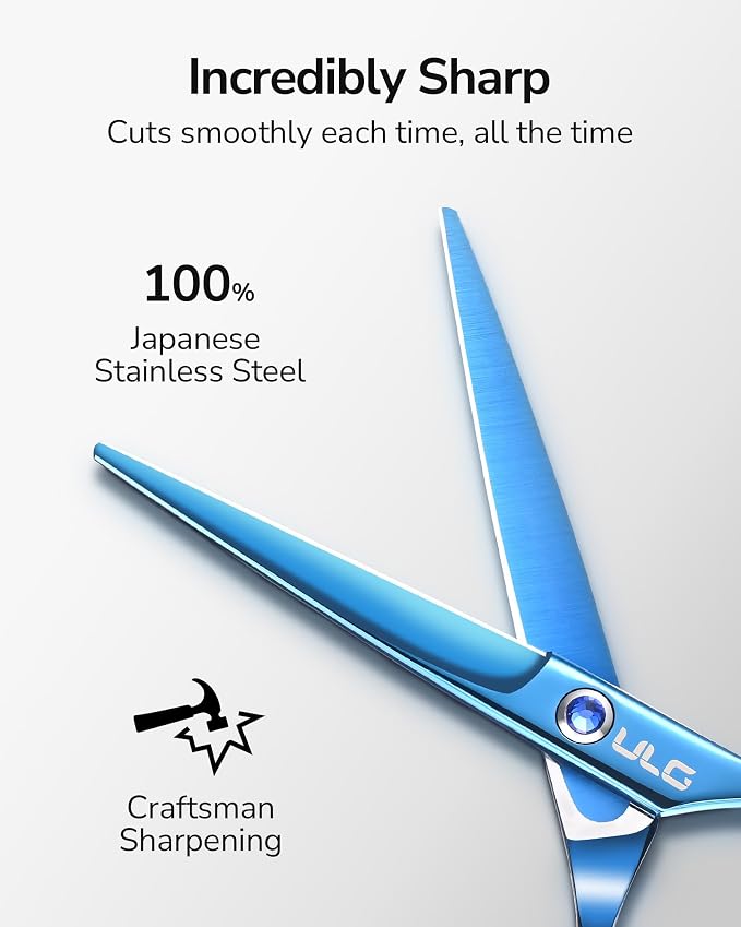 Hair Cutting Scissors, ULG Professional Hair Scissors 6.5 inch Right-Hand Razor Edge Barber Shears Salon Hair Cutting Shears Made of Japanese Stainless Steel, Hand Sharpened Navy