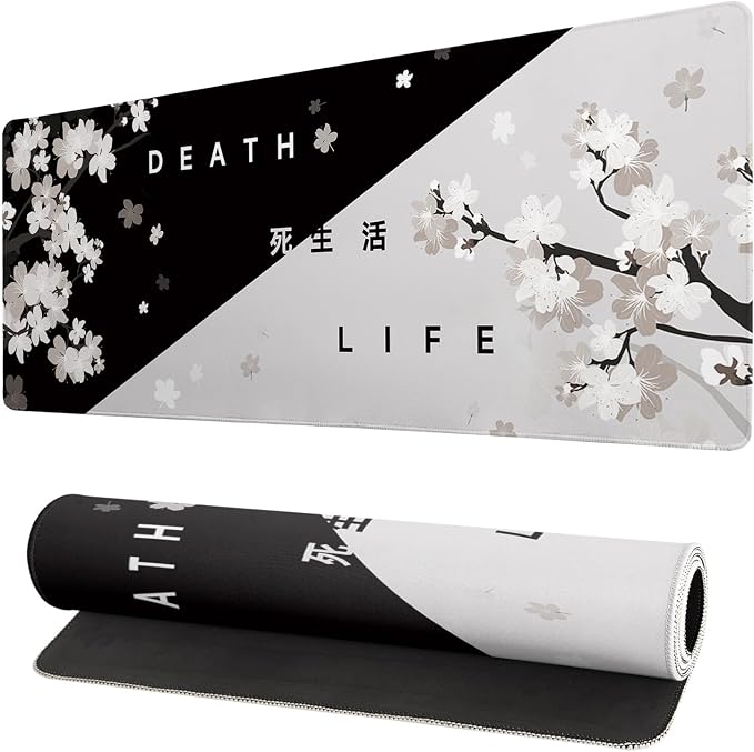 Extended Gaming Mouse Pad, Large Gaming Mouse Waterproof with Stitched Edges, Non-Slip Desktop Pad for Home and Office, Level Up Your 31.5x11.8 Inch… (Black and White Life)