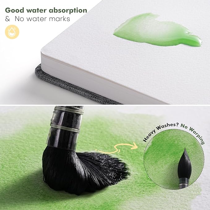 Watercolor Sketchbook, Fuumuui 7.6"x7.6" Watercolor Journal with 30 Sheets 140 LB (300 GSM) Cotton Paper for Painting, Drawing, Art Journaling, Sketchbook As Travel Notebook