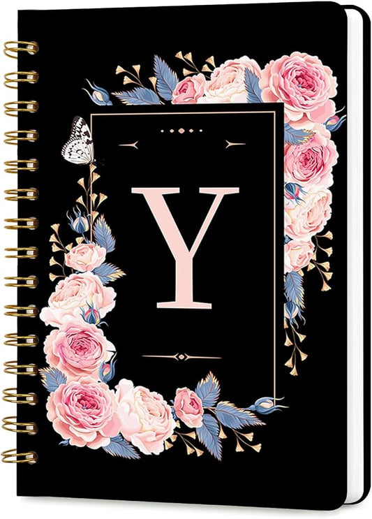 Lined Spiral Journal for Women, A5 Notebook for Work, 160 Pages, Letter Y | College Ruled Spiral Notebook, Hardcover with Elegant Design for Note-Taking, 5.5 * 8.25 inch