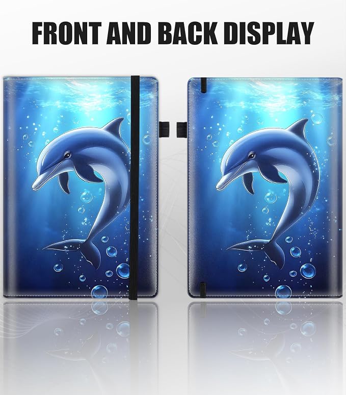 Hardcover Executive Notebooks, A5 PU Leather Lined Journal Notebook, 200 Pages Thick Paper Subject Notebooks for School,Work,Home Writing Business Notebook, Diary Book ，Dolphin