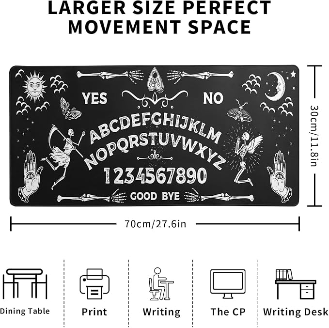 Mysterious Spirit Goth Gaming Mouse Pad 27.6x11.8 Inch Large Desk Mat Black Extended Pads Big Mousepad Non-Slip Rubber Base Keyboard Mat with Stitched Edges for Gaming Laptop Computer PC Desktop