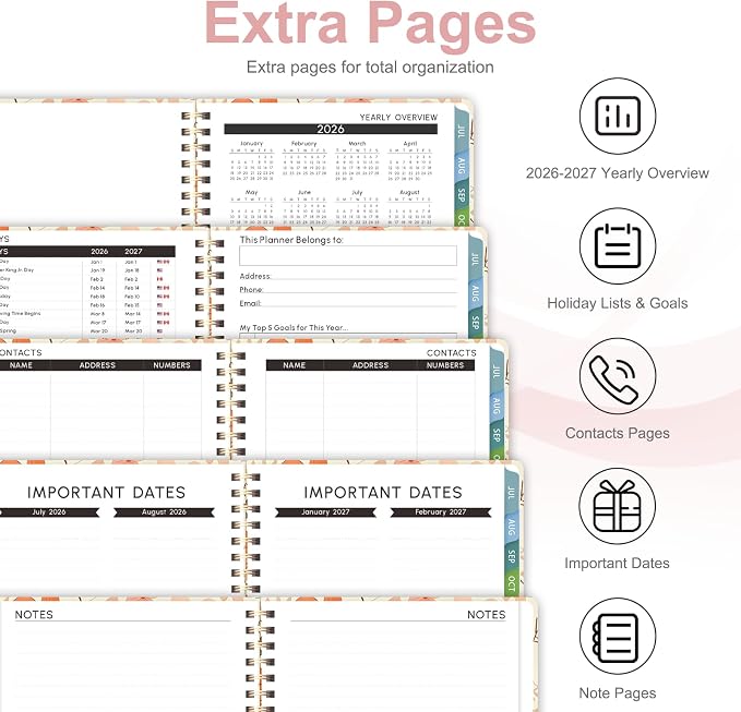 Planner 2026-2027, Weekly and Monthly Academic Planner, July 2026 - June 2027, Hardcover Calendar Agenda Book for School Year Planning, School Supplies for Teacher and Student, Letter Size(8.5'' x 11'')