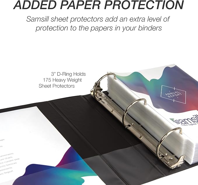 Samsill Durable 3 inch 3 Ring Binder, D Ring Binder, 100% Recycled Chipboard, Black, Pallet of 288 Binders in 24 Cartons