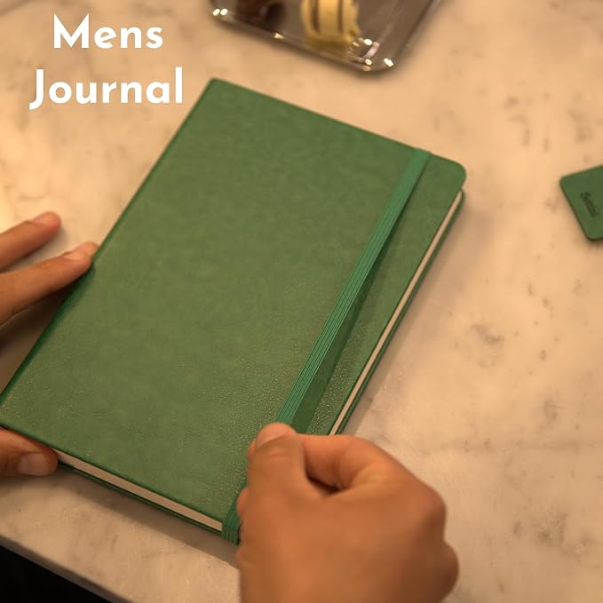 SETTINI® Hardcover Lined Journal Notebook A5 120 GSM Lay-Flat, Emerald | lay-flat binding, 120 GSM thick paper, A5, lined, ribbon bookmark, elastic closure, for women