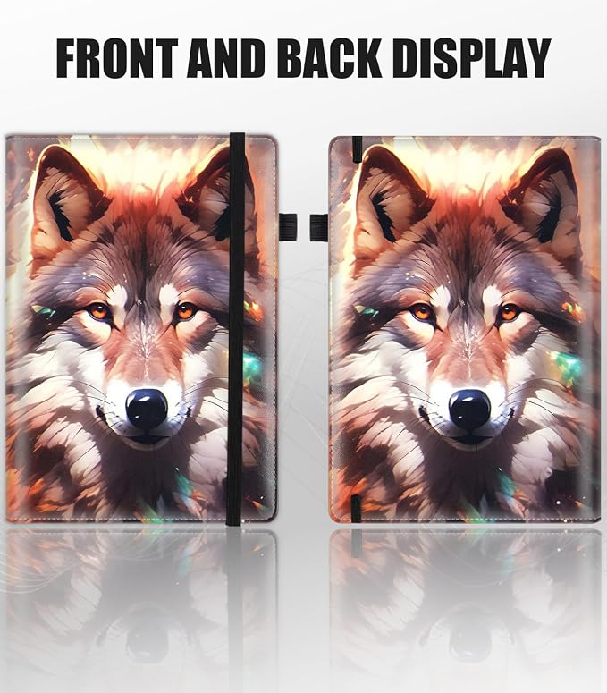 Hardcover Executive Notebooks, A5 PU Leather Lined Journal Notebook, 200 Pages Thick Paper Subject Notebooks for School,Work,Home Writing Business Notebook, Diary Book ， Wolf