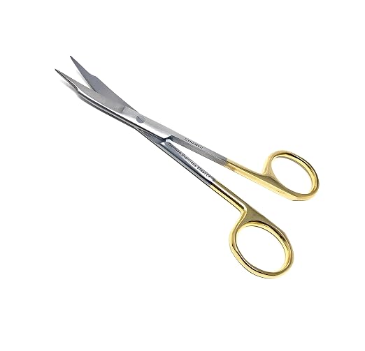 Goldman Fox Scissor 13 cm - Super Cut Sharpness - Premium Quality German Stainless Steel - Gold Handles by Cynamed (Straight + Curved) …