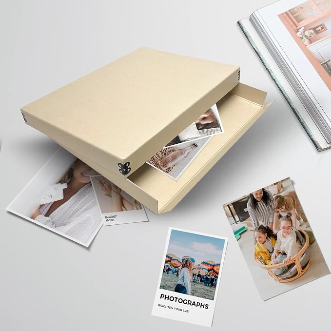 Lineco Museum Archival Storage Box, Drop Front, 11.75x17.75x1.5 in, Tan | Acid-Free with Metal Edge, Preserves Picture Longevity, Organize Photos, Newspapers, Prints, Documents, Crafts, DIY