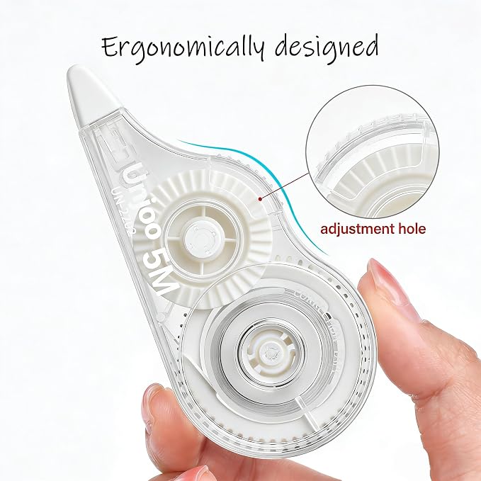 Unjoo White Correction Tape, For school, Office (12pack, 5M/196" x 0.2") | Easy To Use Applicator for Instant Corrections Wrong Writing At Any Time, Tear-Resistant Correction tape Bulk