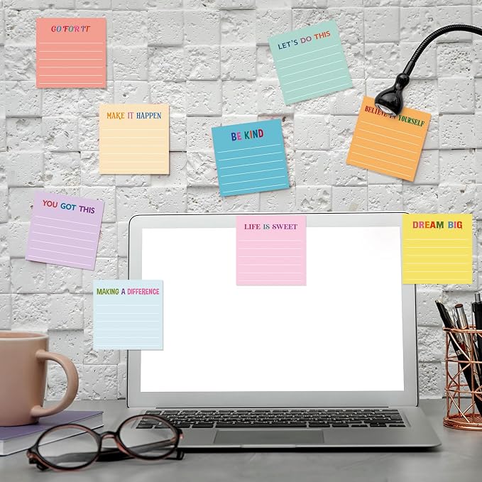 Yinder 24 Pcs Sticky Notes Gifts Bulk,Motivational,Light Color