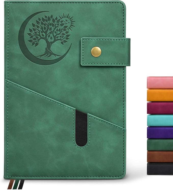 PAIBAS Blank Journal Notebook, A5 Hardcover Leather Sketchbook with 200 Pages Thick Blank Paper for Men Women, Unlined Drawing & Writing Journal, 5.9" x 8.4" Plain Notebook (green)
