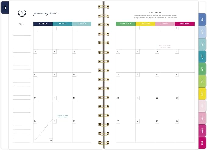 AT-A-GLANCE 2027 Planner, Simplified by Emily Ley, Weekly & Monthly, 5.5" x 8.5", Happy Stripe (EL57-200-27)