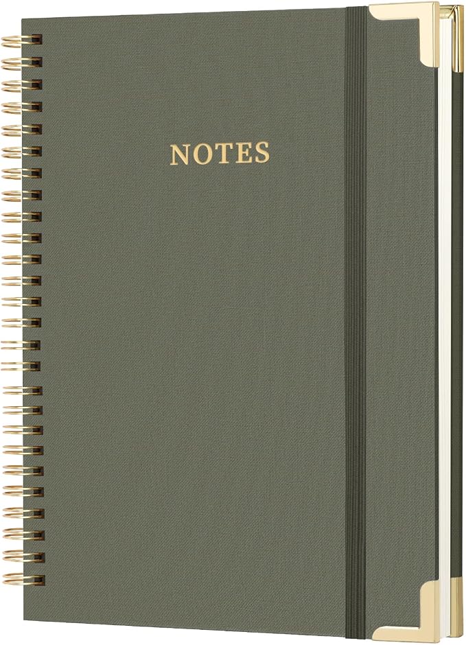 A4 Large Spiral Notebook Journal, (8.5×11'' )100 Pages 50 Sheets Linen Hardcover College Ruled Journaling For Work & Note Taking Thick Spiral Journal For Writing Daily Journal For Women & Men- Green
